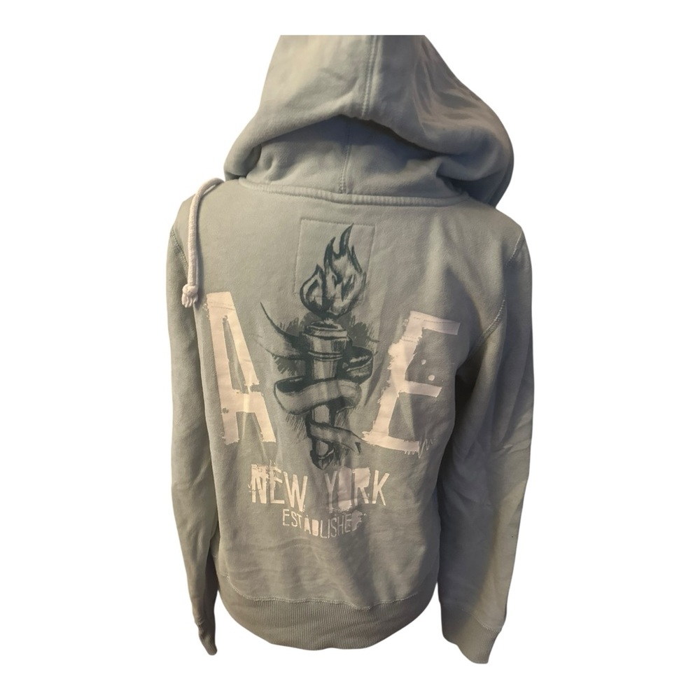 Girls American Eagle Full Zip Mint Green Hooded Sweatshirt – Size M - Picture 7 of 12